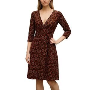 Traffic People Orange Green It's A Wrap Patterned Dress